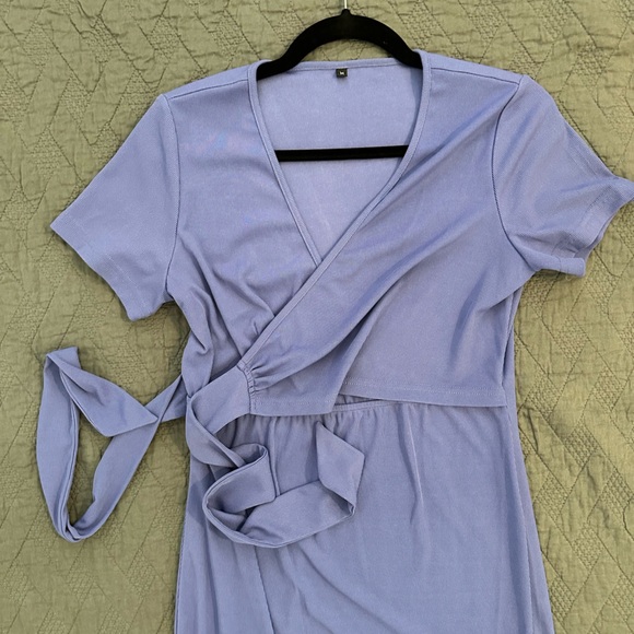 Maternity Dress Short Sleeve Wrap Bodycon Pregnancy Clothes for Baby Shower - Picture 4 of 12